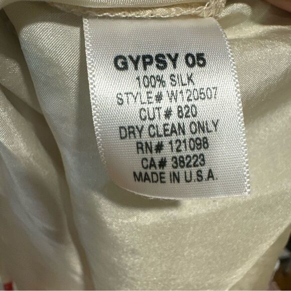 Gypsy 05 Silk Cream Tie-Dye Dolman Sleeve Aztec Boho Tunic Sheer Dress - Picture 5 of 6